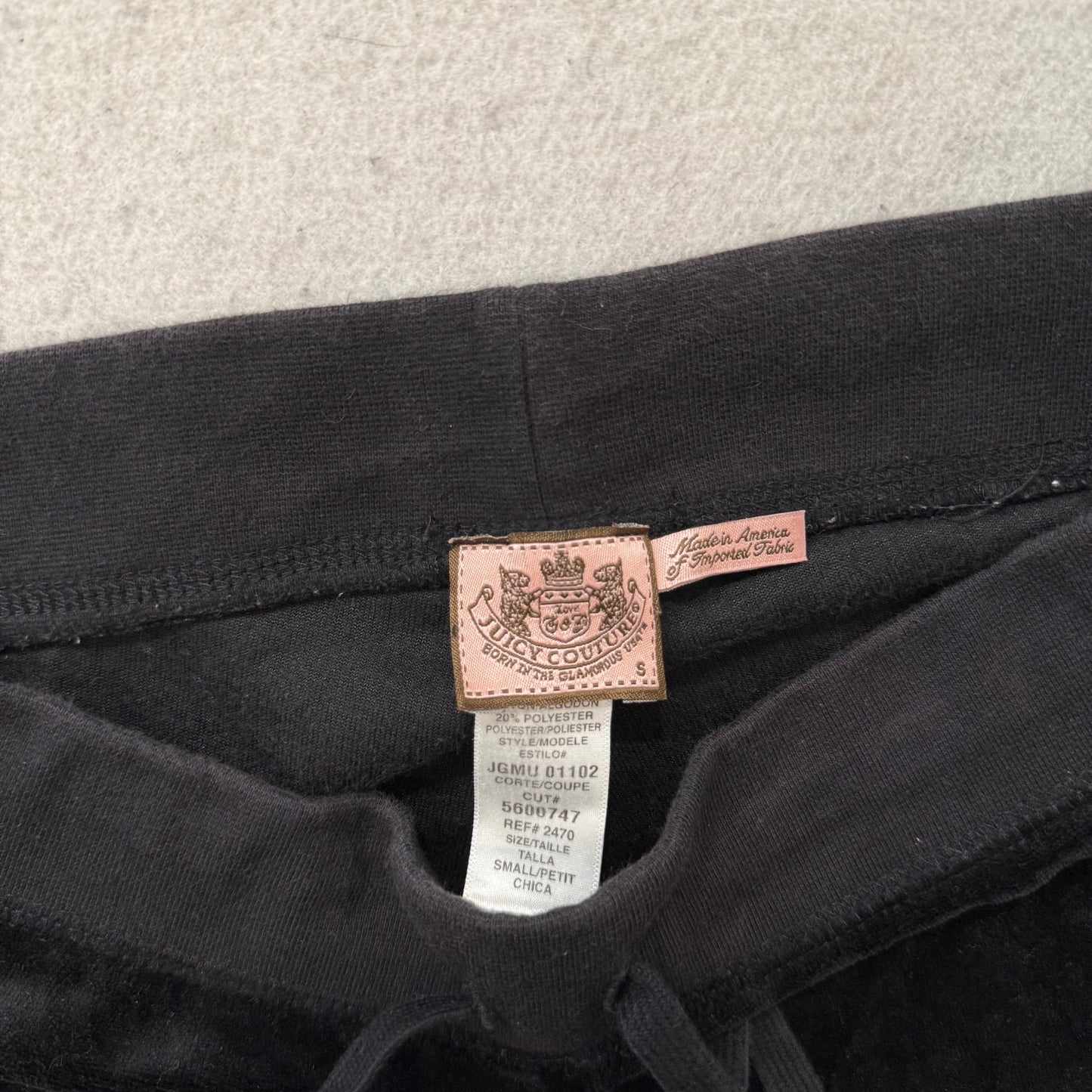 Vintage Juicy Couture Women Black Velour Tracksuit Sets Hoodie & Pant Y2k Size S