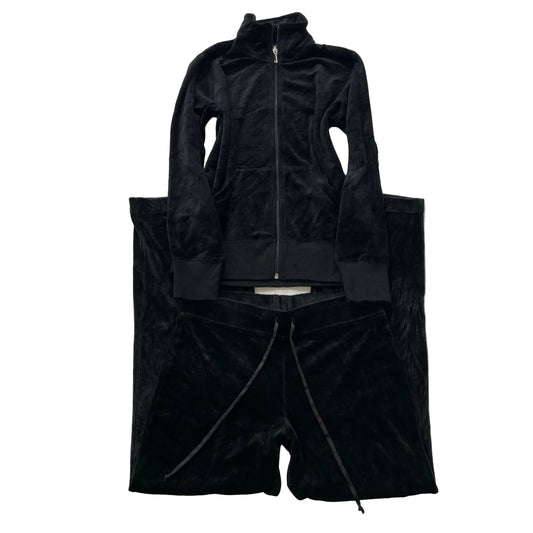 Vintage Juicy Couture Women's Black Velour Tracksuit Set Jacket & Pant Size M/S