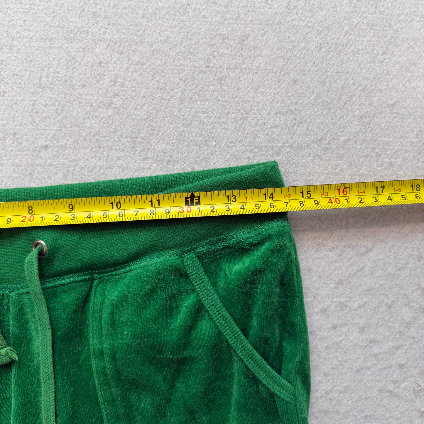 Juicy Couture Women's Kelly Green Velour Flared Track Pant Flap Pockets Size P