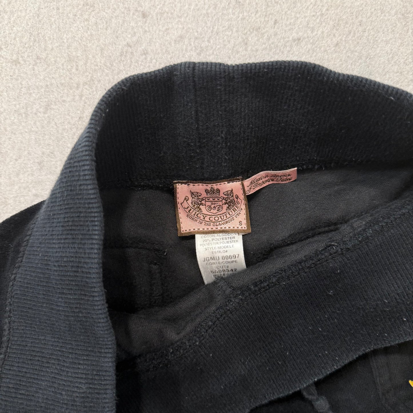 Vintage Juicy Couture Women's Black Velour Flared Track Pants Drawstring Size S