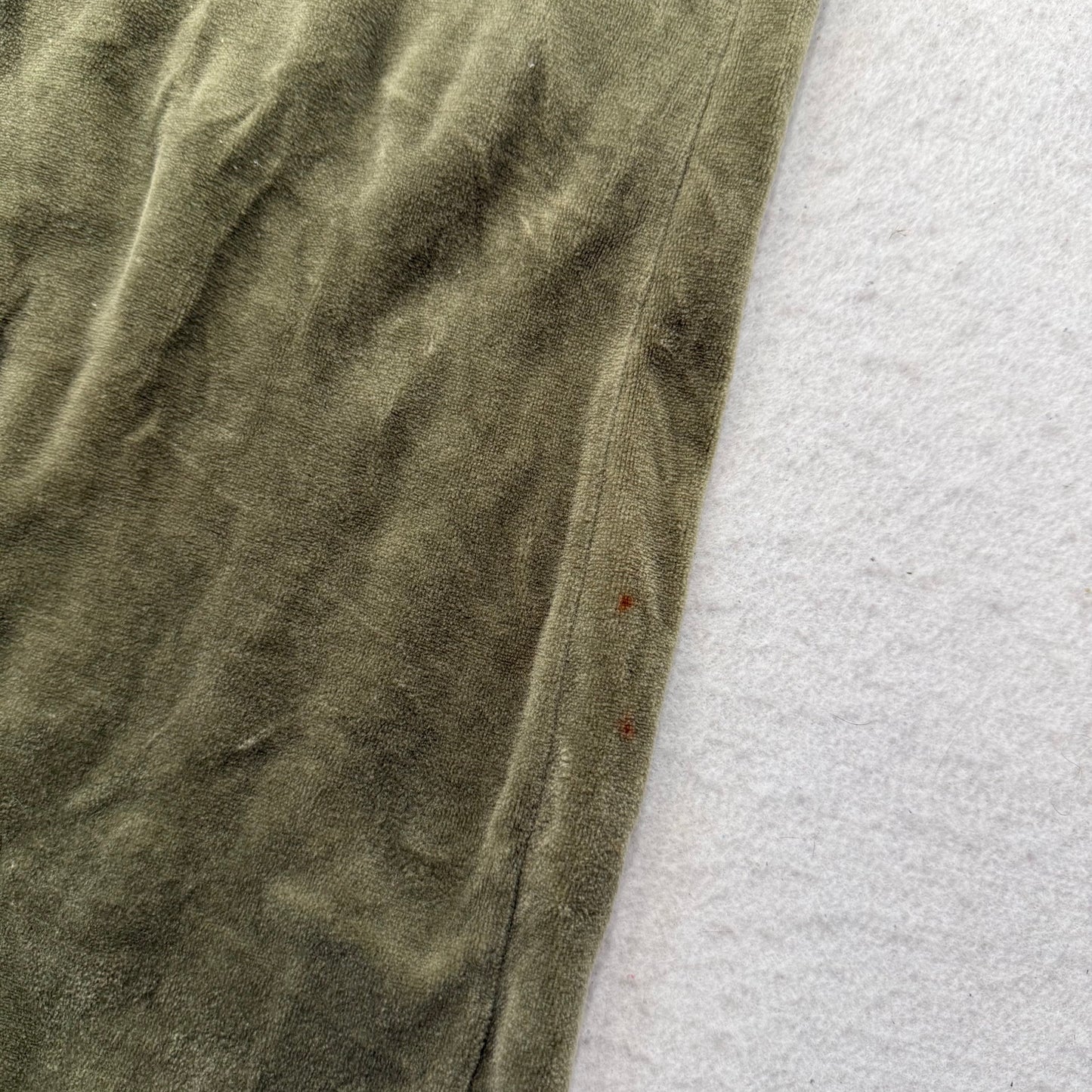 Vintage Juicy Couture Women's Olive Green Velour Flared Track Pant Pocket Size S