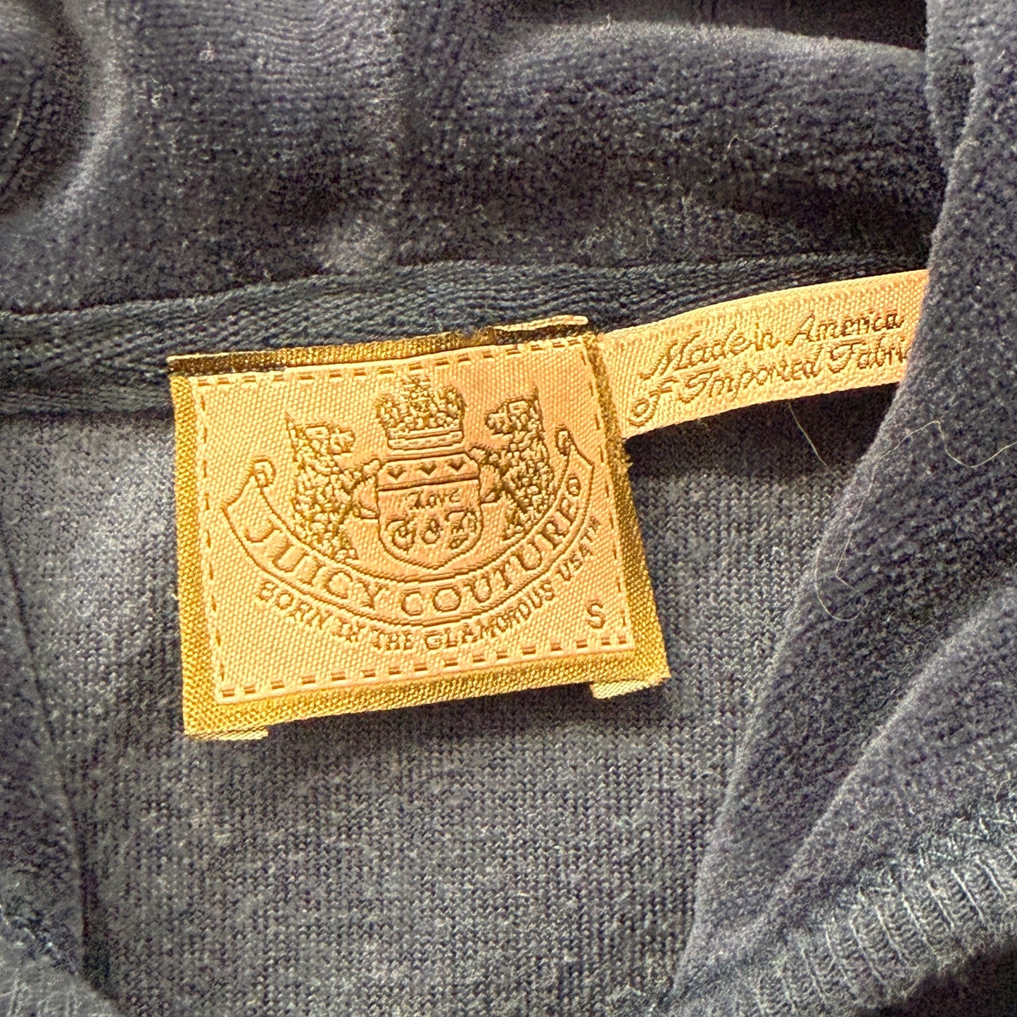 Vintage Juicy Couture Scottie Dogs Women's Navy Velour Zip-Up Hoodie Logo Size S