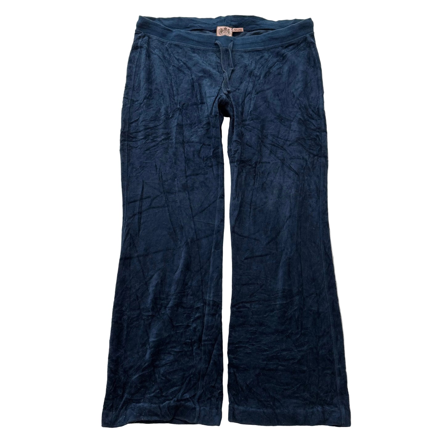 Juicy Couture Women's Navy Velour Flared Track Pant Drawstring Loungewear Size M