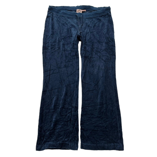 Juicy Couture Women's Navy Velour Flared Track Pant Drawstring Loungewear Size M