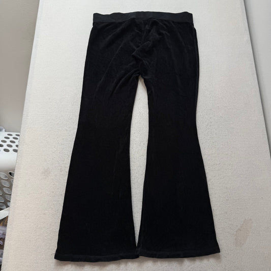Vintage Juicy Couture Women's Black Velour Flared Track Pants Crown Logo Size L