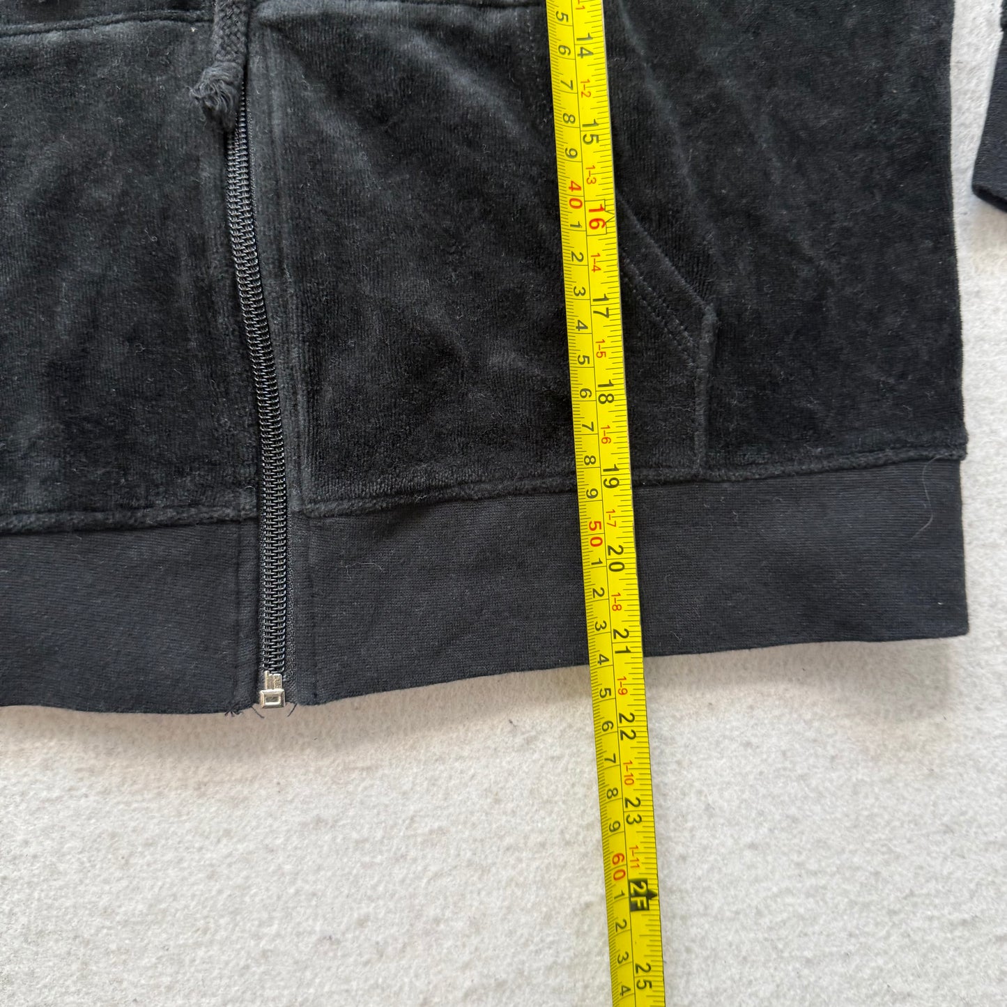Juicy Couture Scottie Dogs Womens Black Velour Zip-Up Hoodie Pockets Logo Size M