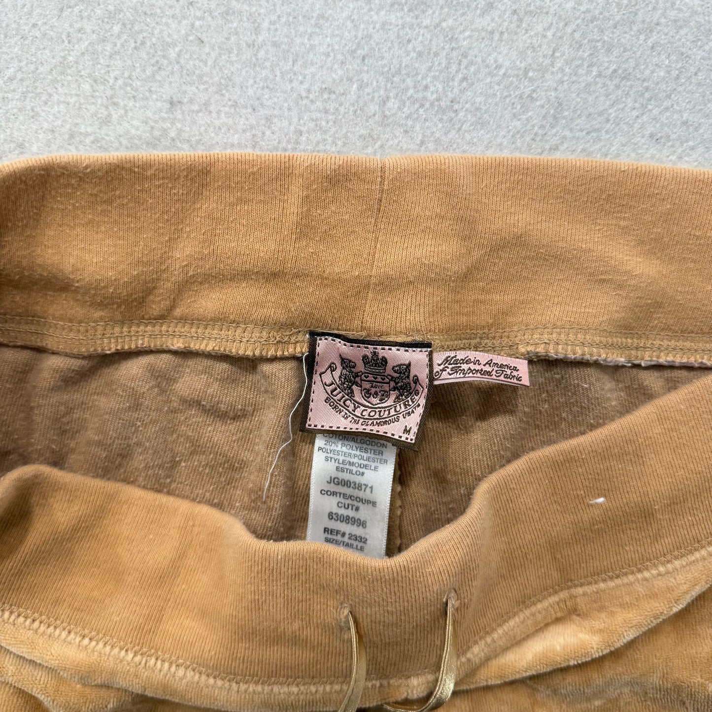 Juicy Couture Women's Camel Velour Flare Track Pant Drawstring Loungewear Size M