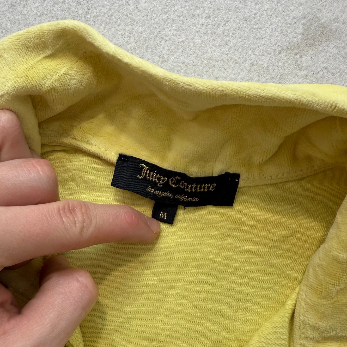 Juicy Couture Fun is back Women's Yellow Velour Track Jacket Rhinestone Size M