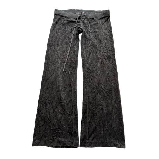 Vintage Juicy Couture Women's Charcoal Grey Velour Flare Leg Track Pants Size S