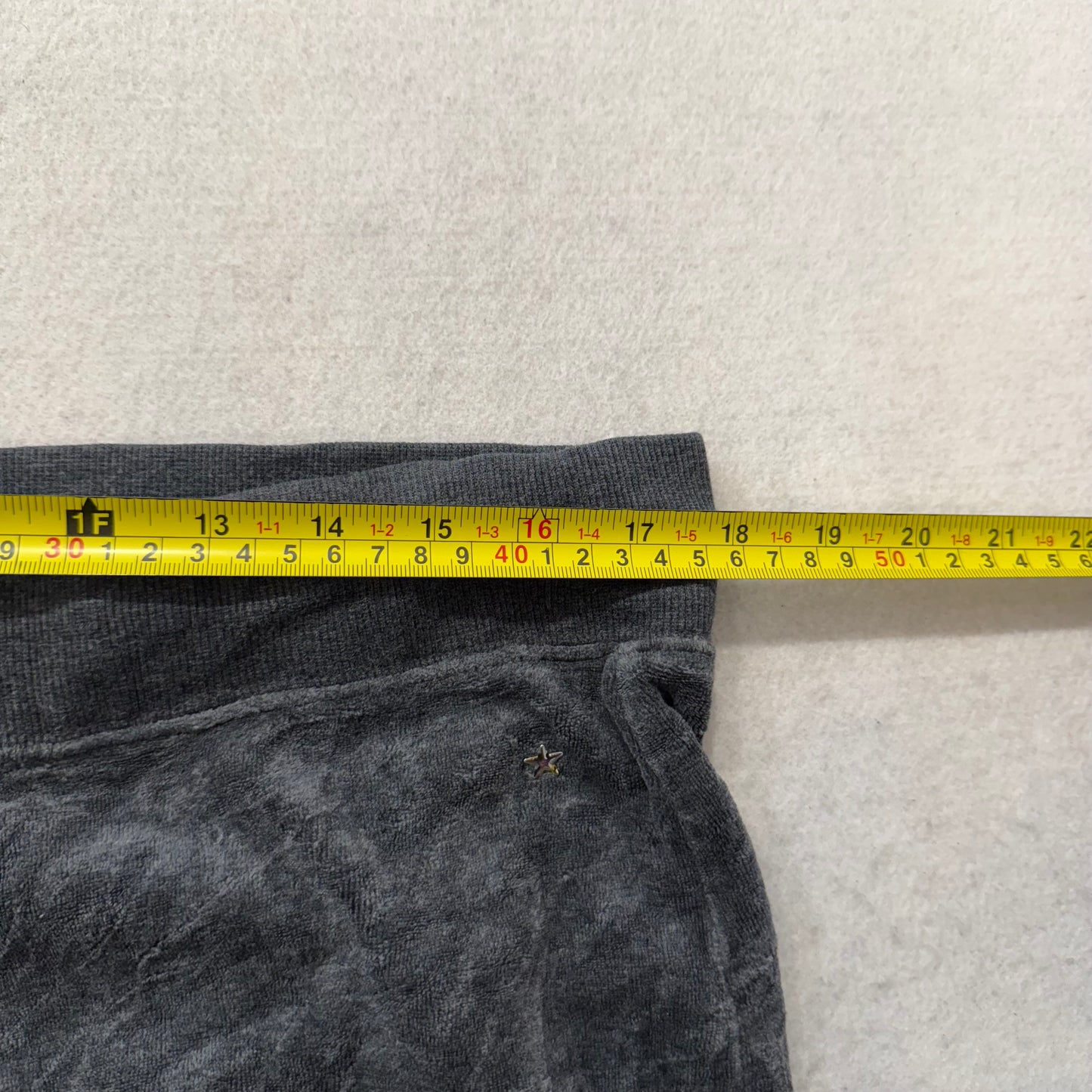 Bebe Women's Charcoal Gray Velour Flared Track Pant Loungewear Low Rise Size L