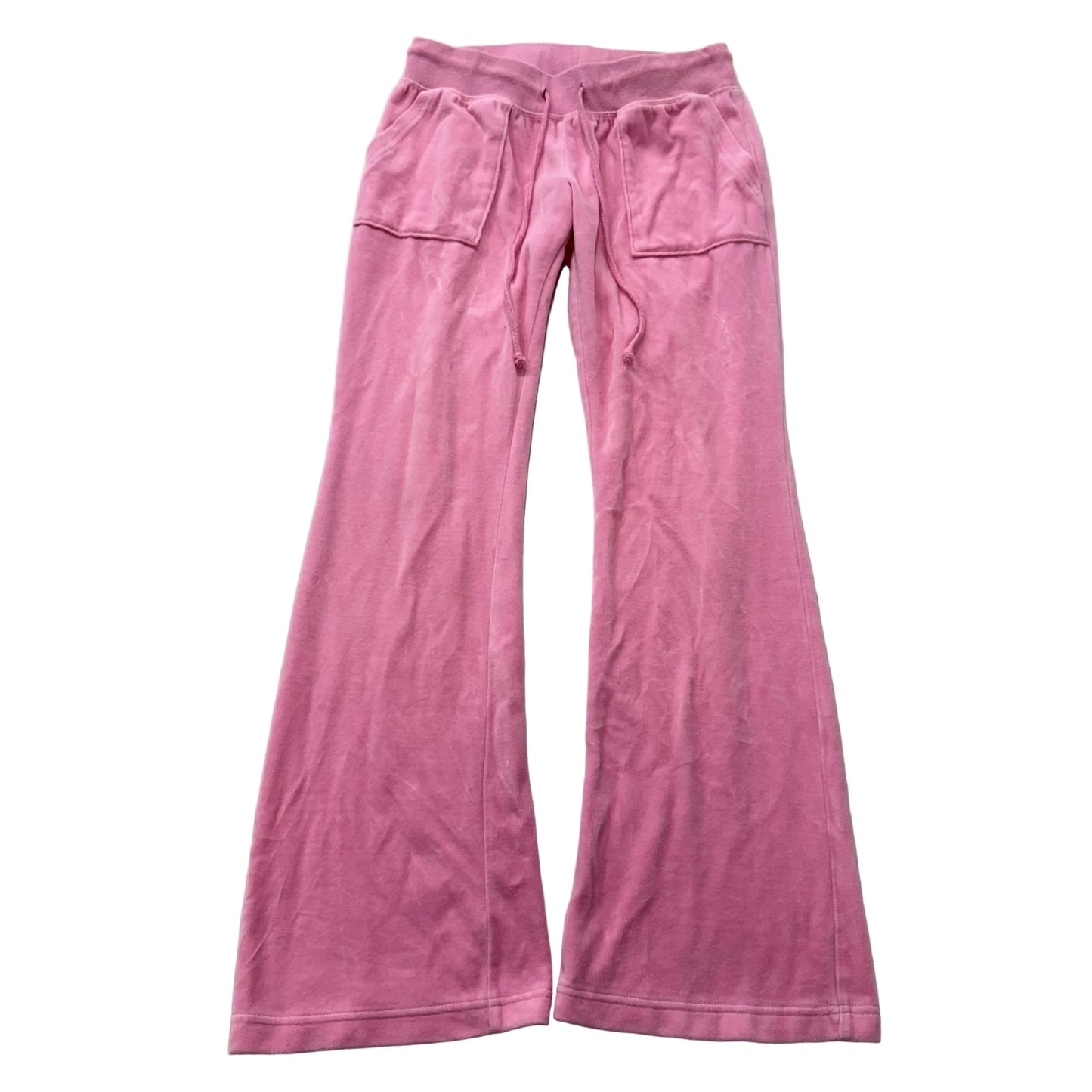 Juicy Couture Women's Pink Velour Flared Track Pants Pockets Drawstring Size M