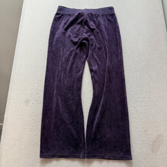 Vintage Juicy Couture Women's Deep Purple Velour Flare Leg Track Pant Y2K Size S