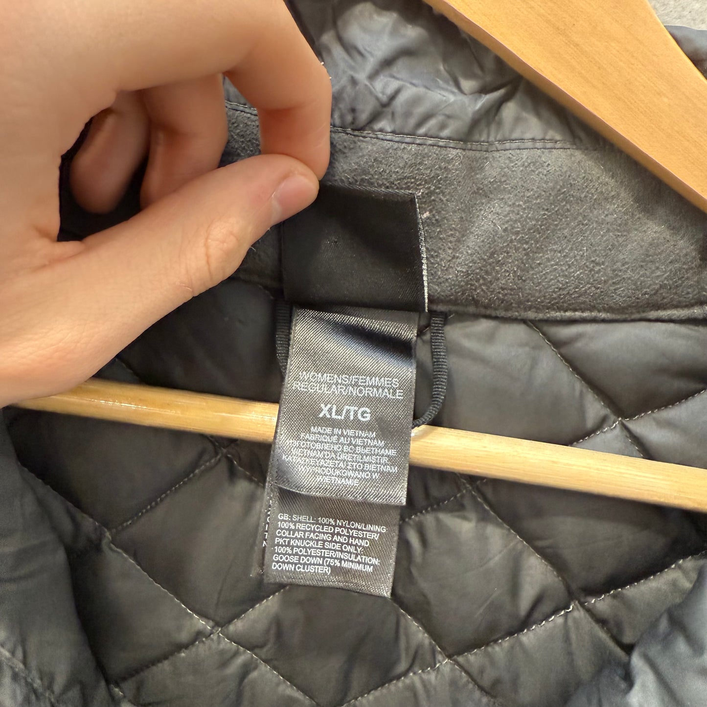 The North Face Women's Gray Diamond Quilted Zip Up Parka Jacket Logo Size XL