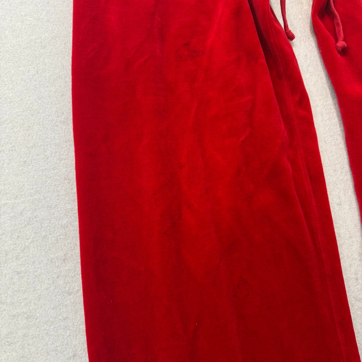 2003 Vintage Juicy Couture Women's Cherry Red Velour Flared Track Pant Size L
