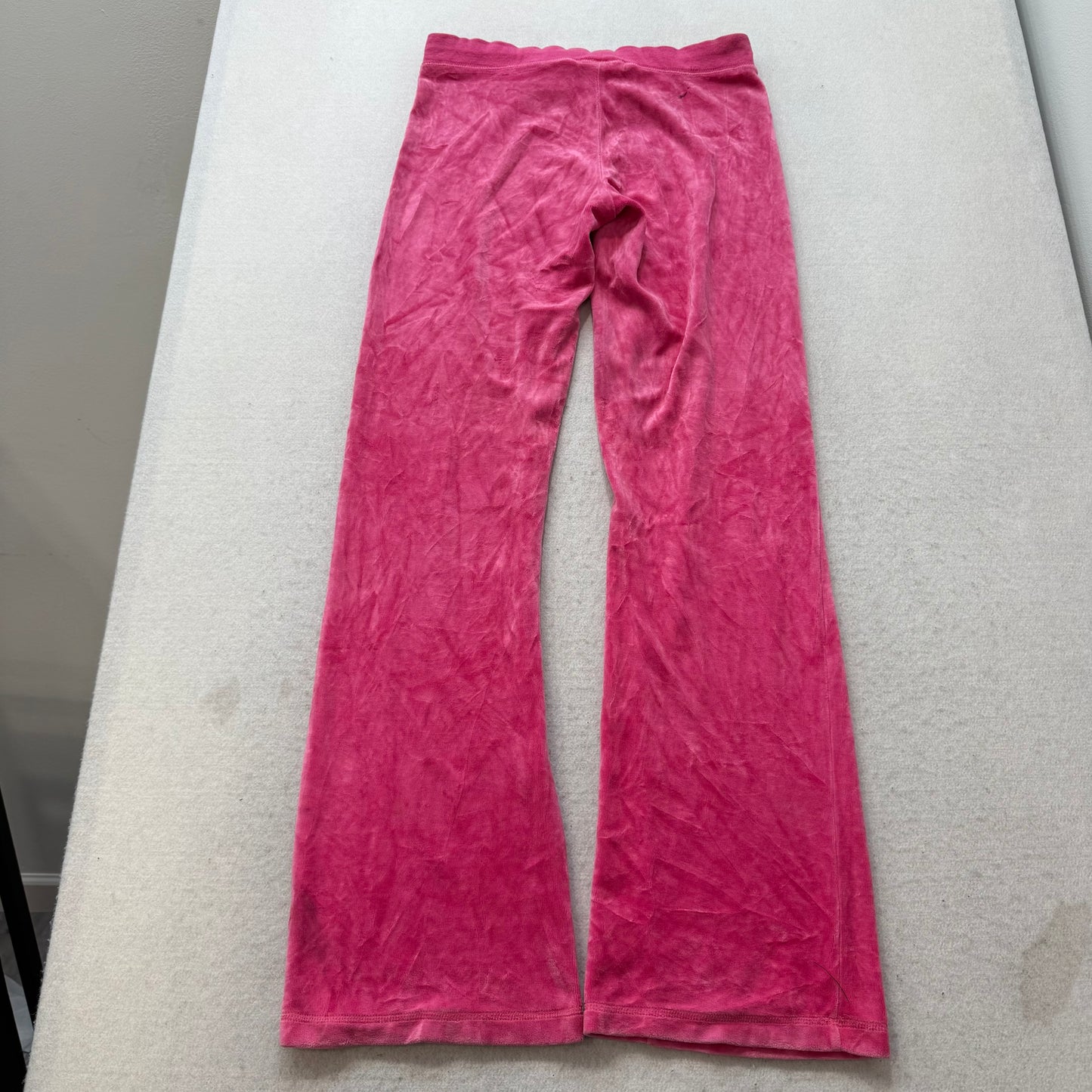 Juicy Couture Women's Hot Pink Velour Flared Track Pant Scottie Dog Logo Size M