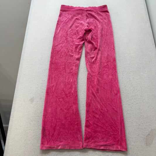 Juicy Couture Women's Hot Pink Velour Flared Track Pant Scottie Dog Logo Size M