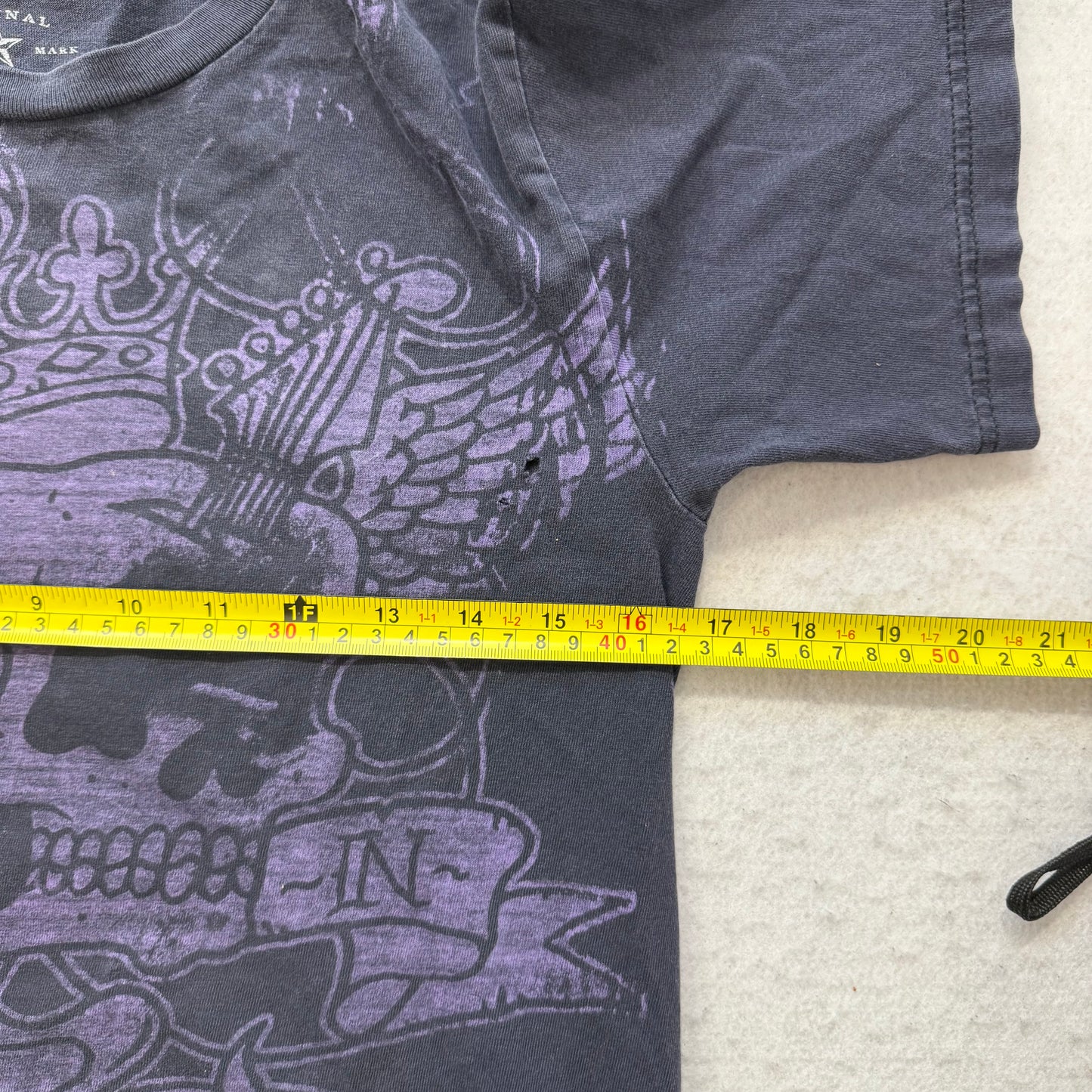 Grey Star Mens Charcoal 100% Cotton T-Shirt Skull Guitar Graphic Crewneck Size M