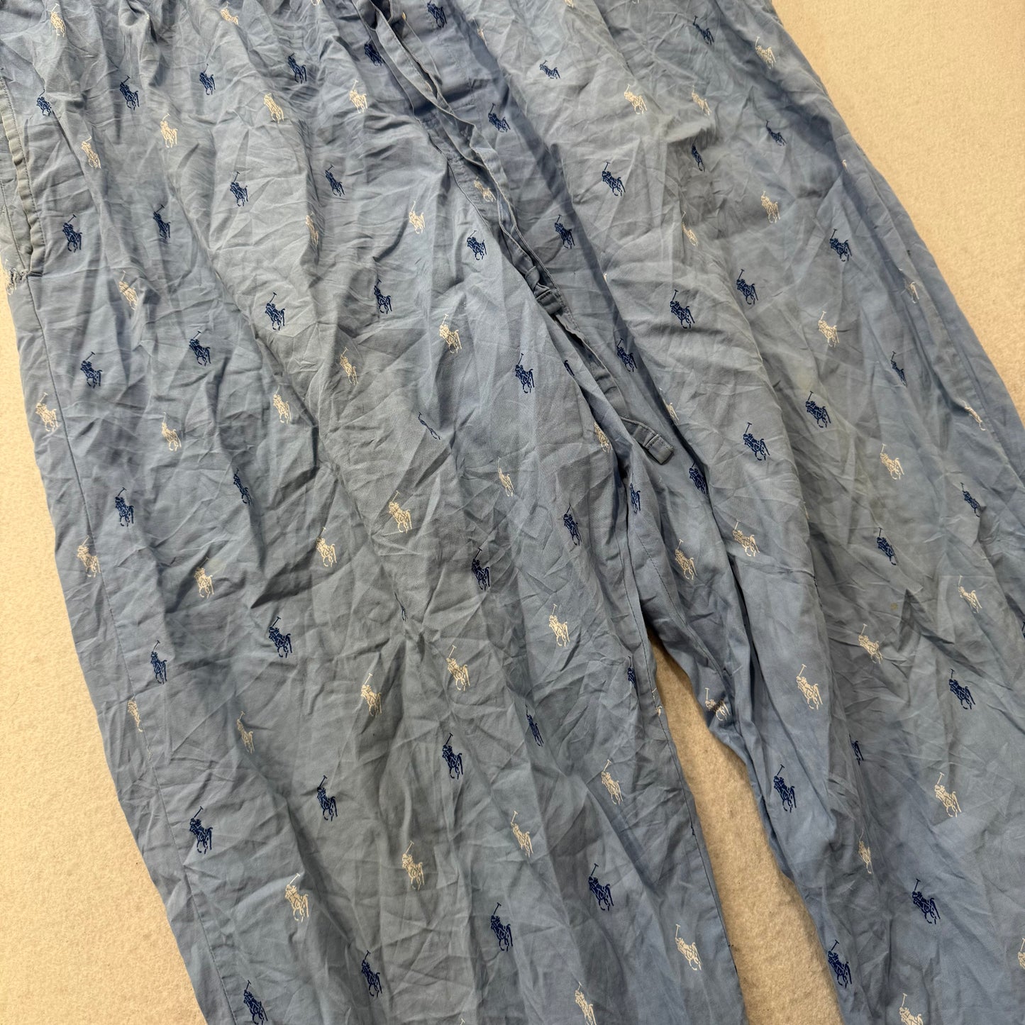 Polo Ralph Lauren Men's Sky Blue Allover Pony Pajama Pants Sleepwear Size XL