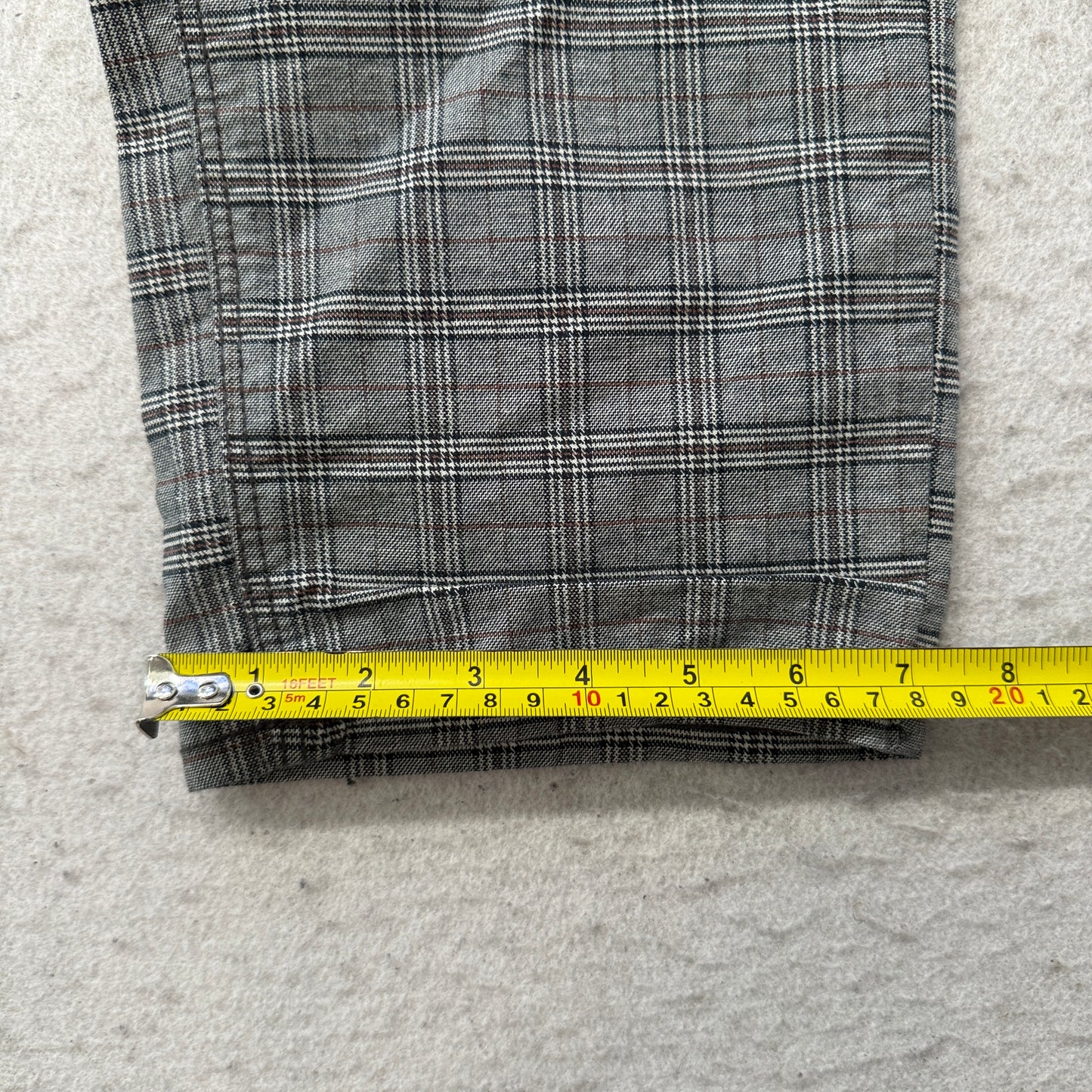 American Eagle Men's Grey Plaid Straight Leg Pants Pockets Classic Y2K Size W32