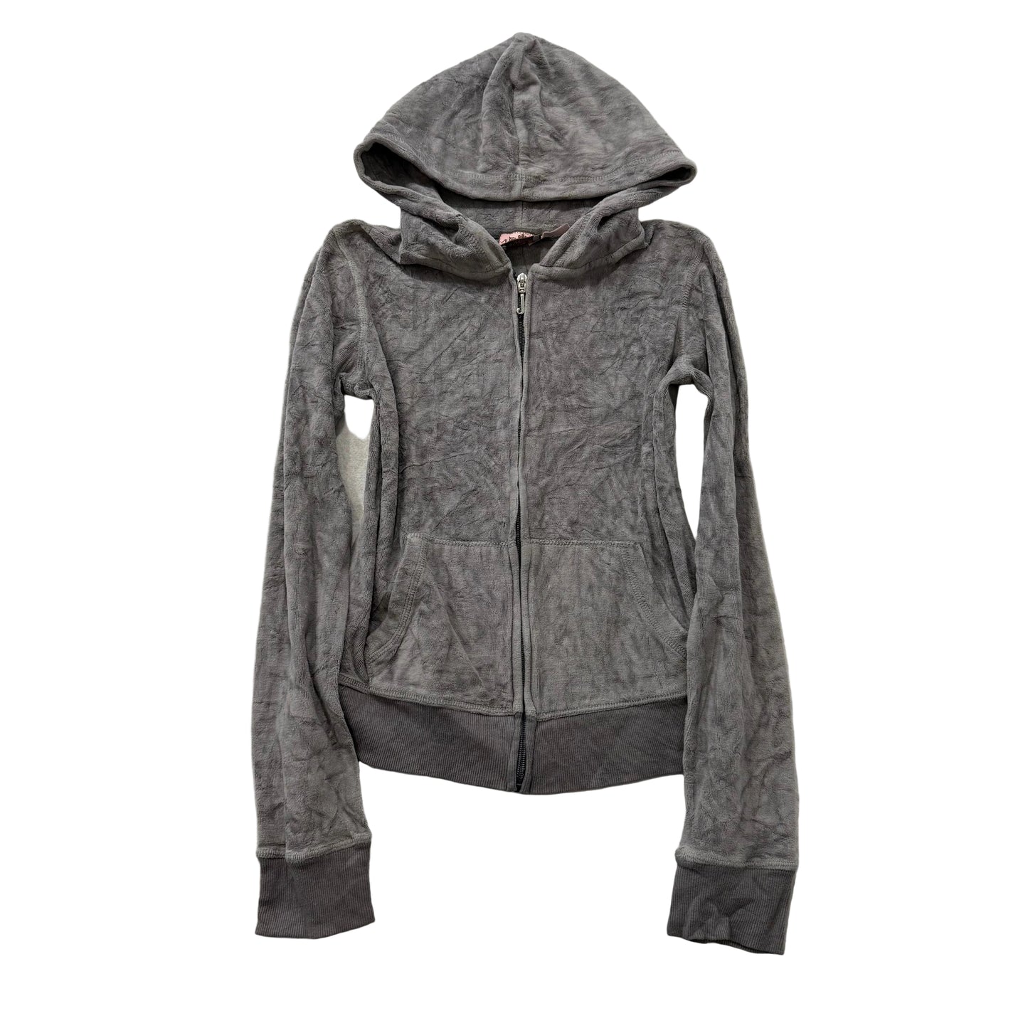 Vintage Juicy Couture Women's Heather Gray Velour Full Zip Hoodie Preppy Size S