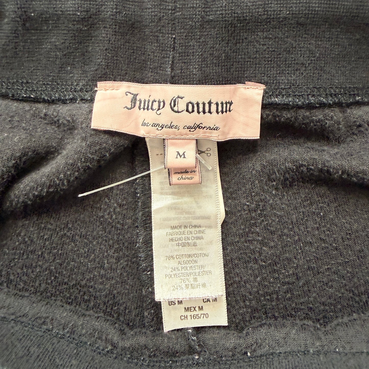 Juicy Couture Women's Black Velour Tracksuit Set Zip-Up Hoodie & Flared Pant - M