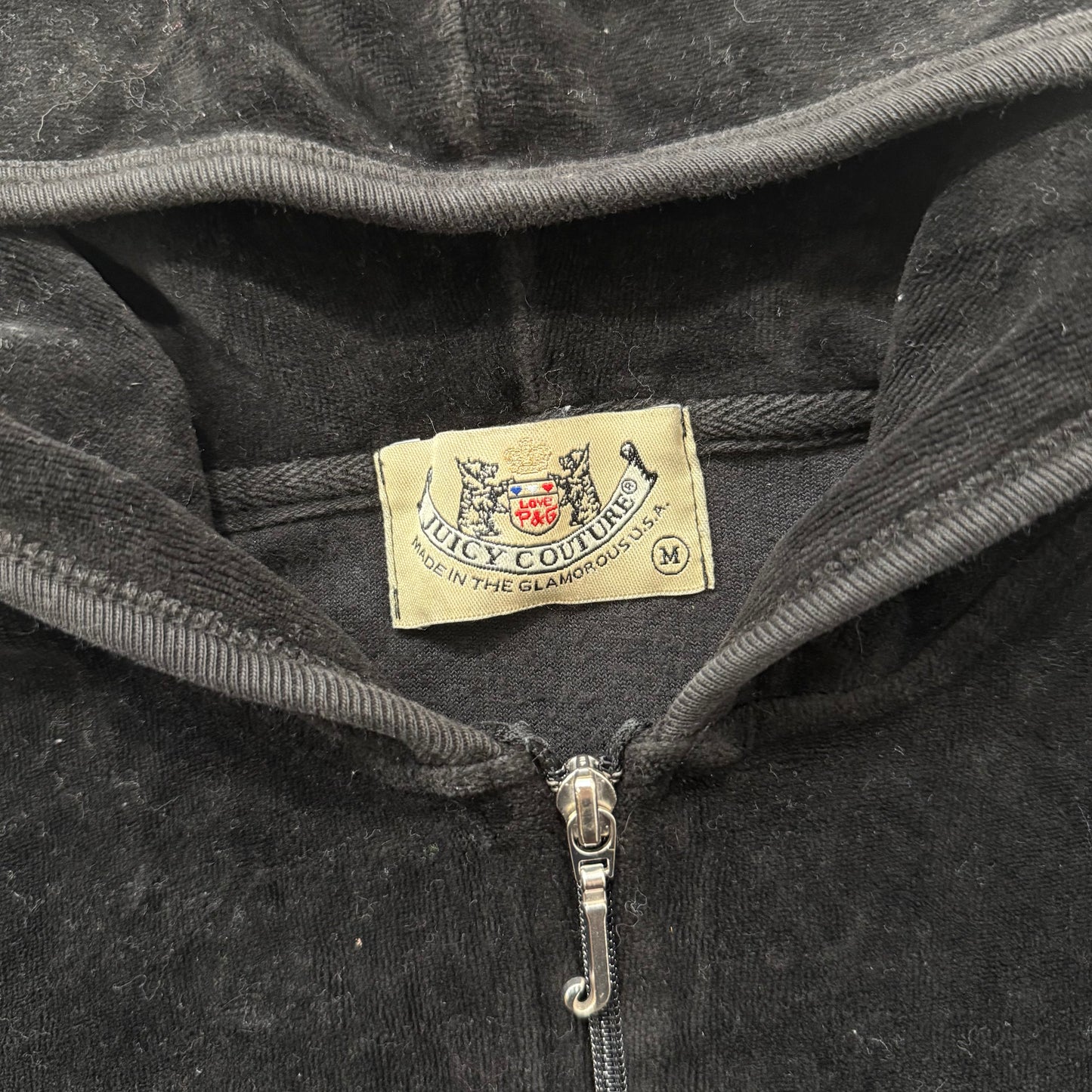 2003 Juicy Couture “Scottie Dog” Black Velour Tracksuit Set Hoodie & Pant Size M