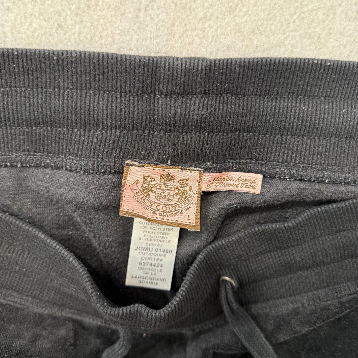 Vintage Juicy Couture Women Black Velour Flared Leg Track Pant Loungewear Size L