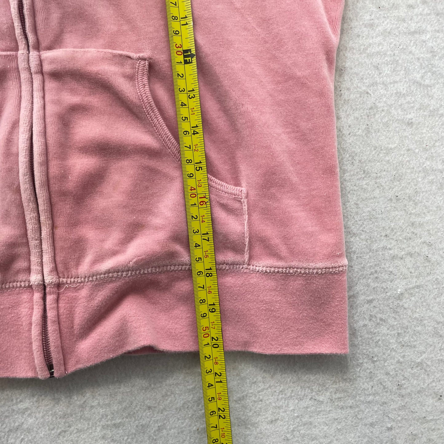 Vintage Juicy Couture Women's Pink Velour Full Zip Hoodie Pockets Casual Size S