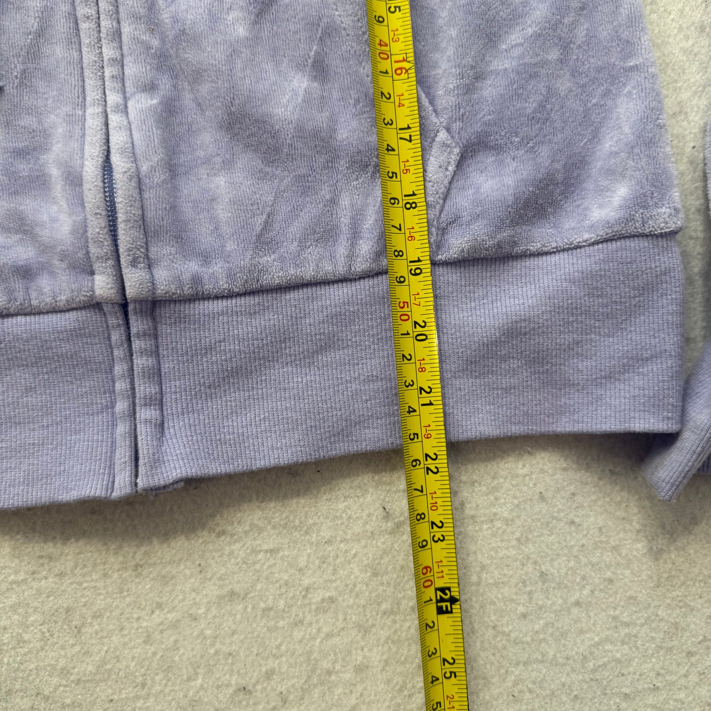 Vintage Juicy Couture Women's Light Purple Velour Zip-Up Hoodie Pockets Size S