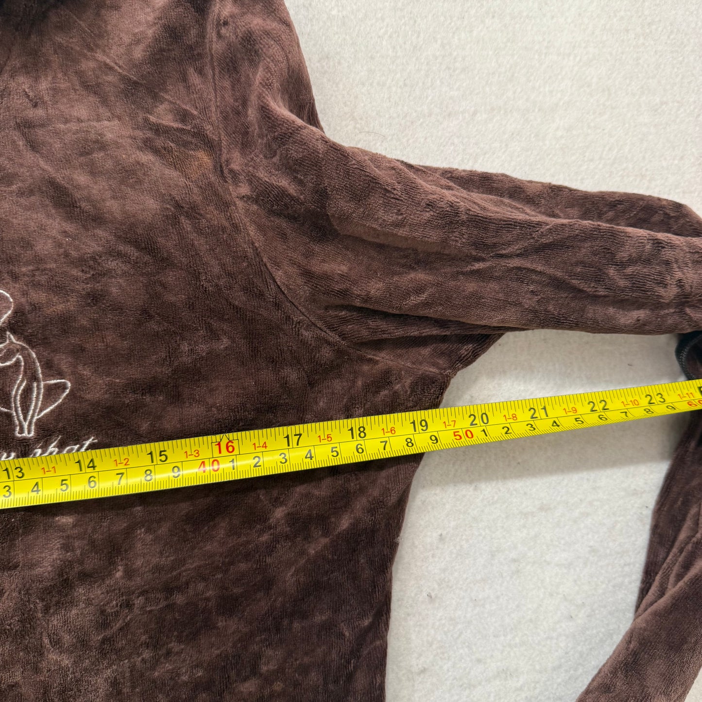 Vintage Baby Phat Womens Dark Brown Velour Zip Up Hoodie Embroidered Logo Size L
