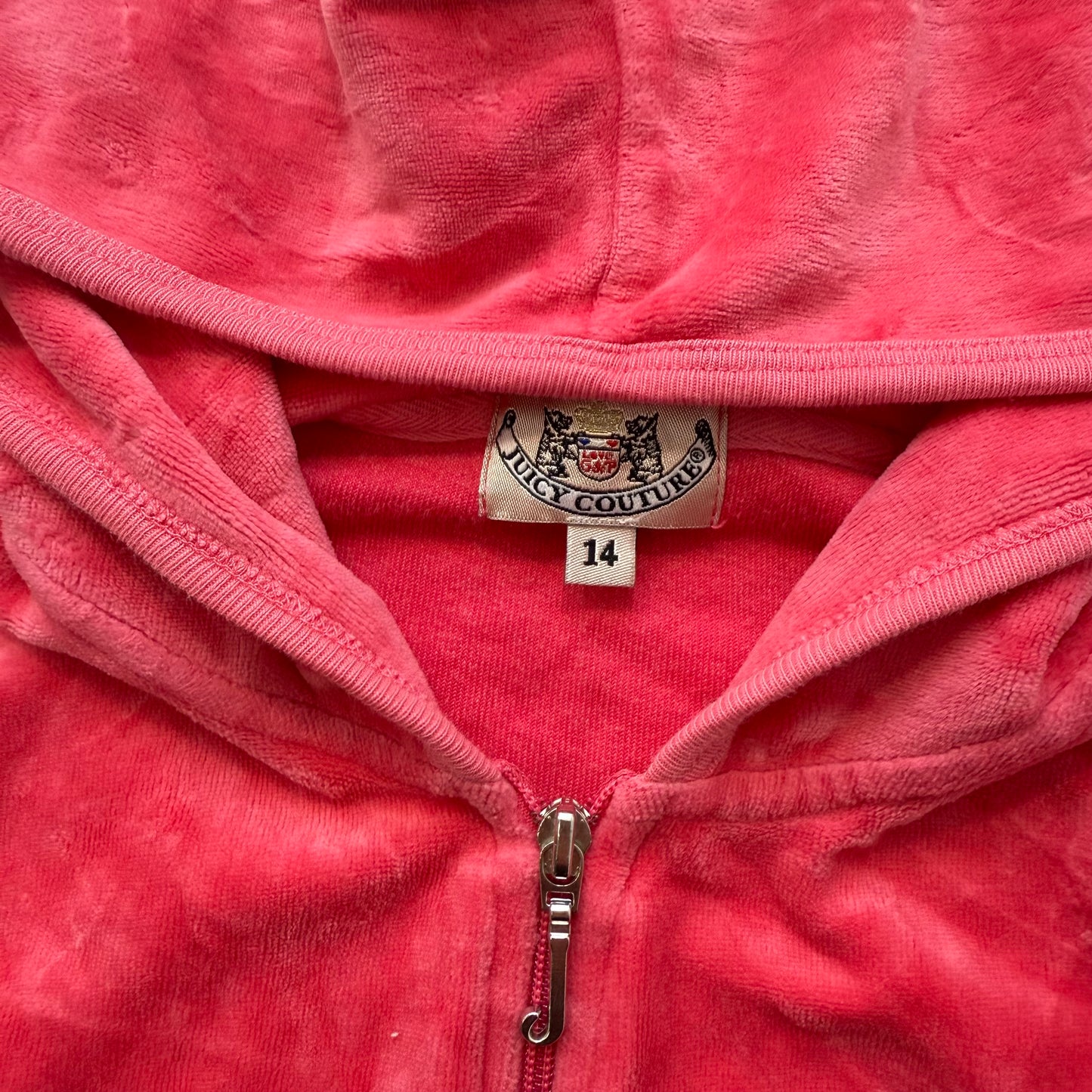 Juicy Couture “Juicy Trust Fund" Women's Pink Velour Full Zip Hoodie Y2k Size 14
