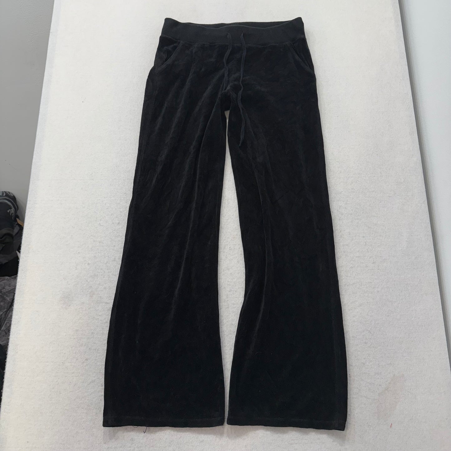 Vintage Juicy Couture Black Velour Tracksuit Set Zip Up Hoodie & Pant Y2K Size S