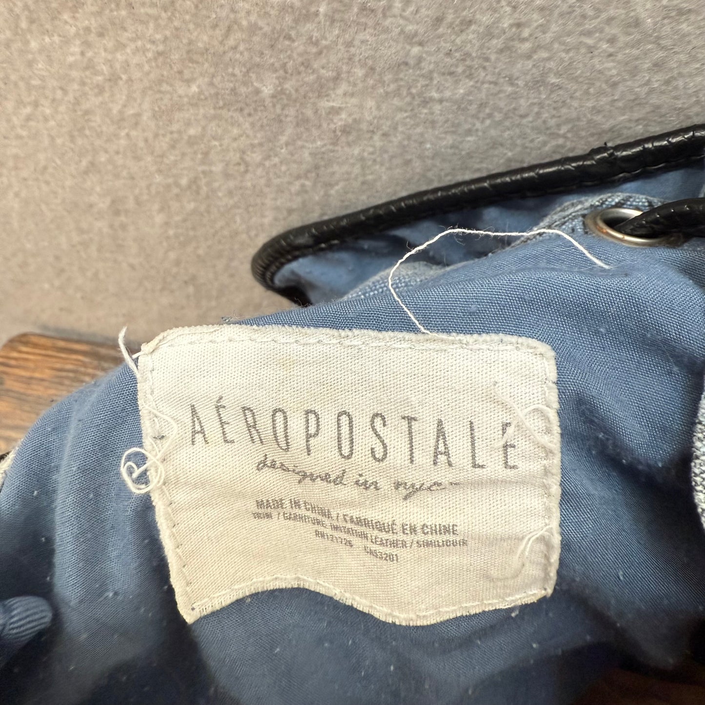 Aeropostale Blue White Paisley Canvas Flap Top Backpack Utility Pockets Size L