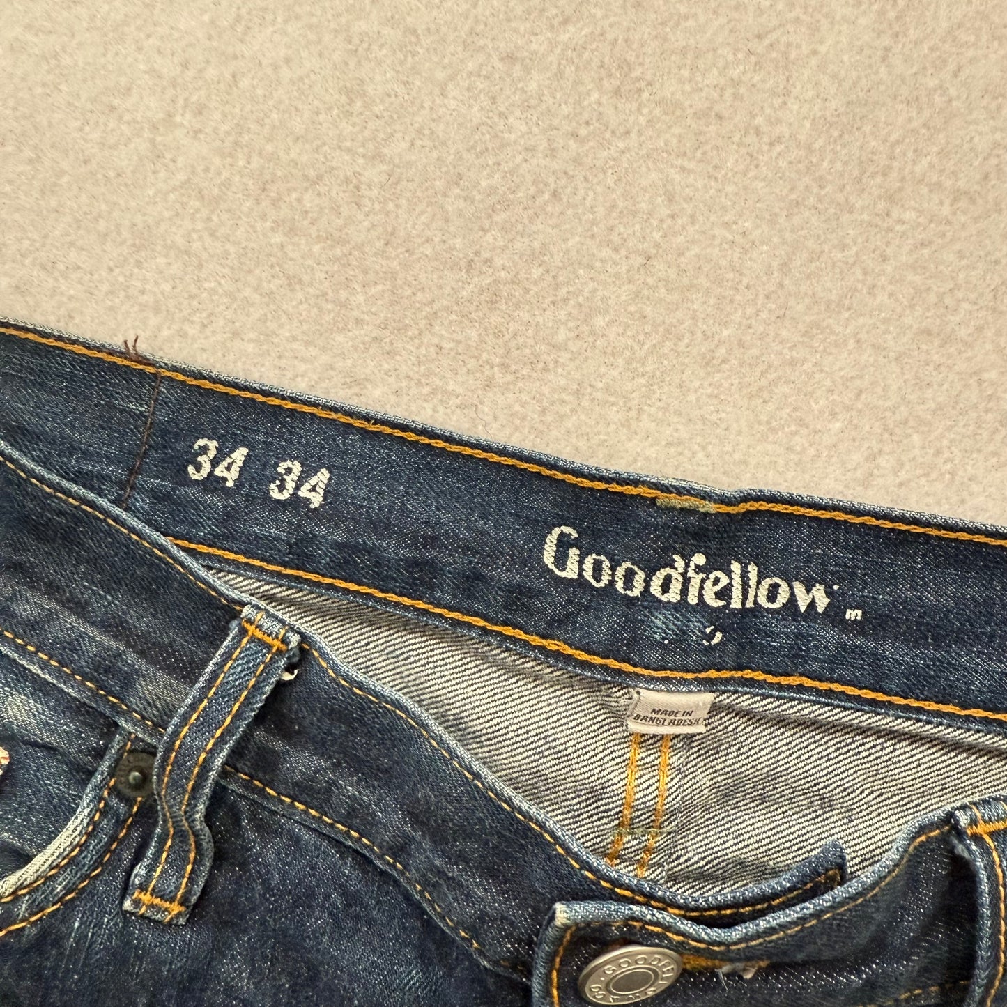 Goodfellow Selvedge Denim Dark Wash Straight Leg Jeans 14 oz Denim Pants Size 34x34