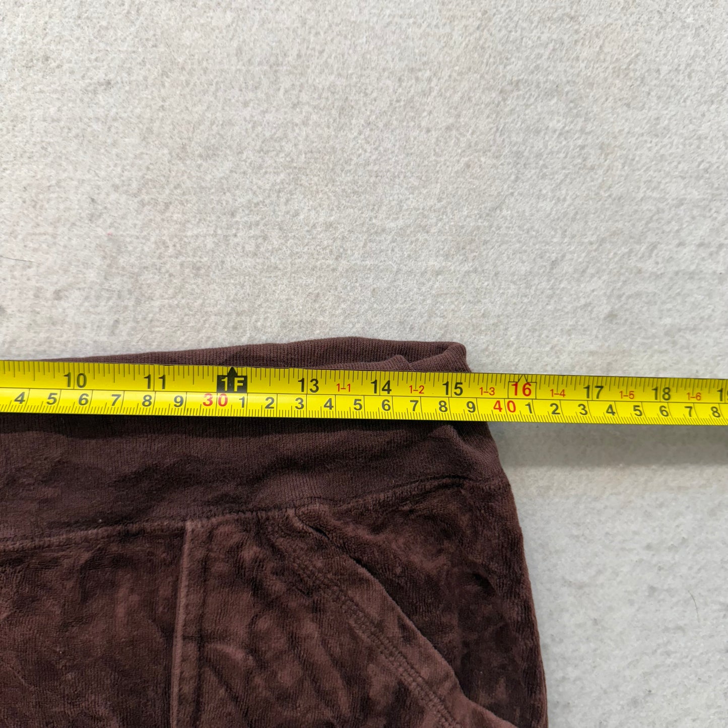 Vintage Juicy Couture Women's Brown Velour Flared Track Pant Flap Pockets Size L