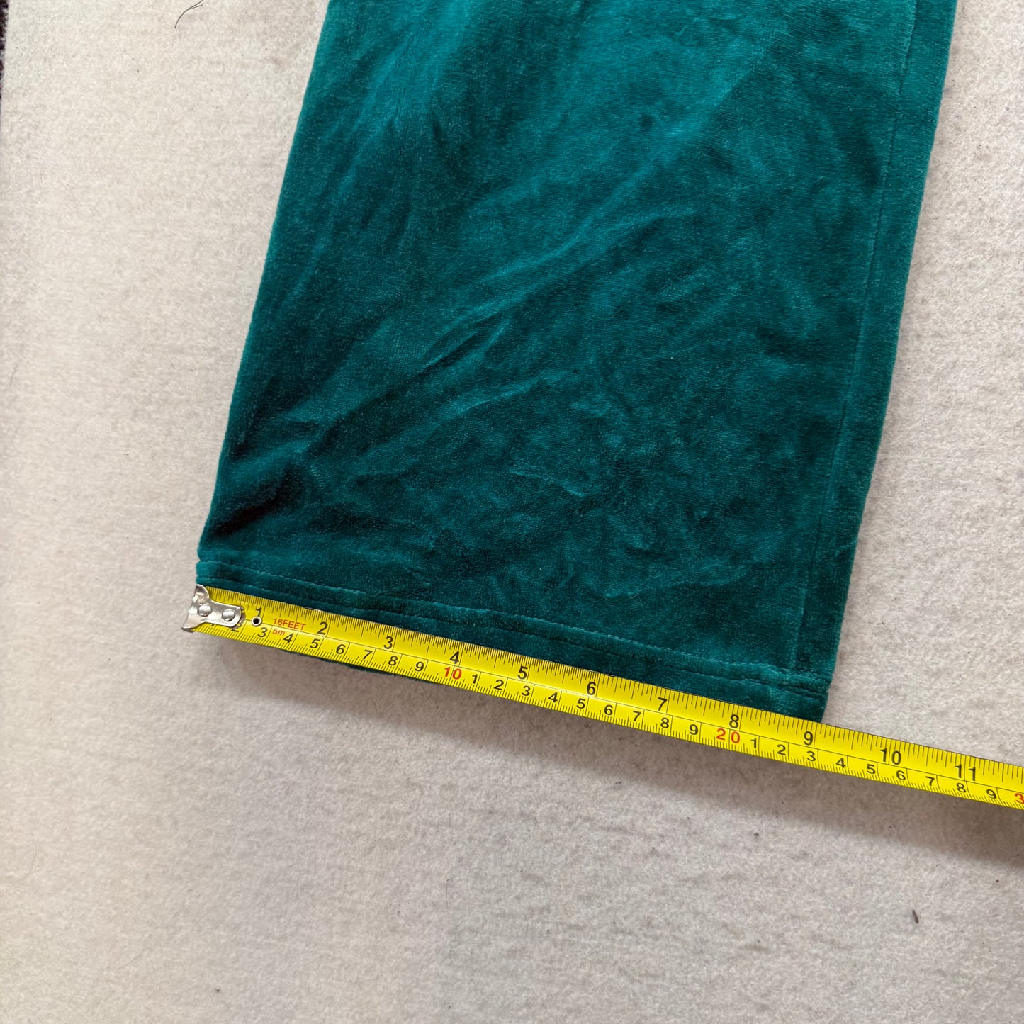 Juicy Couture Women Dark Cyan Velour Flare Track Pant Drawstring Classic Size XL
