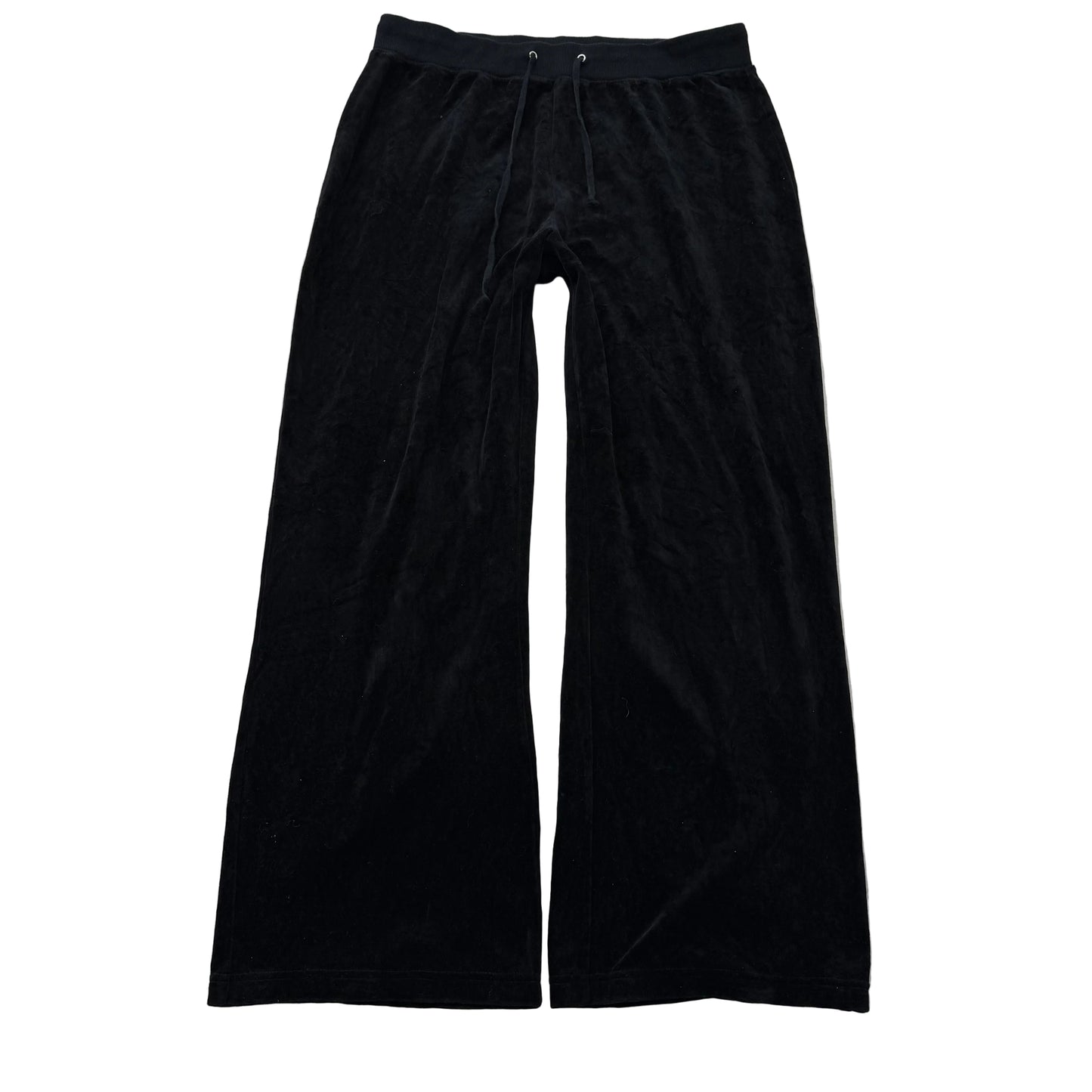 Juicy Couture Womens Black Velour Flared Track Pants Loungewear Low Rise Size XL