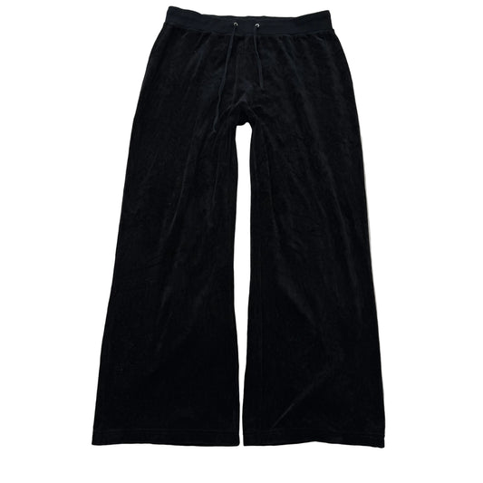 Juicy Couture Womens Black Velour Flared Track Pants Loungewear Low Rise Size XL