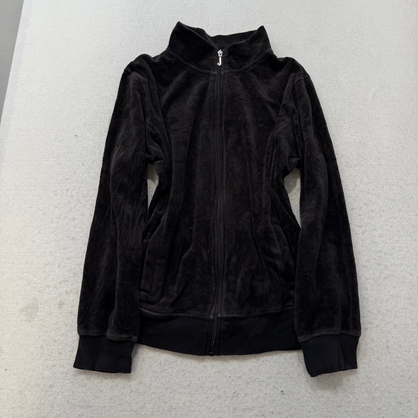 Vintage Juicy Couture Women Dark Brown Velour Jacket & Pant Tracksuit Set Size L