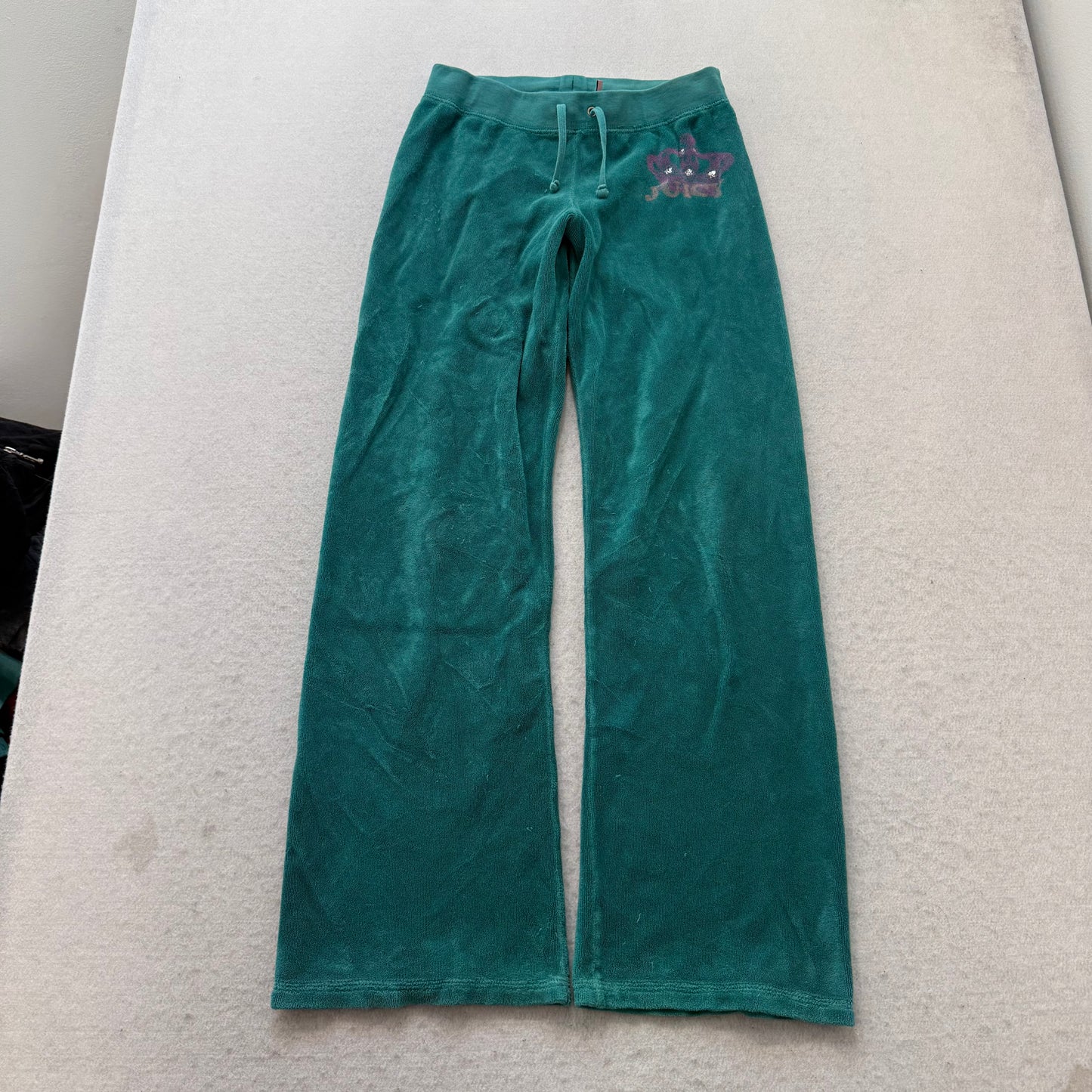Juicy Couture Women's Blue-Green Terry cloth Tracksuit Set Hoodie & Pant Size 12