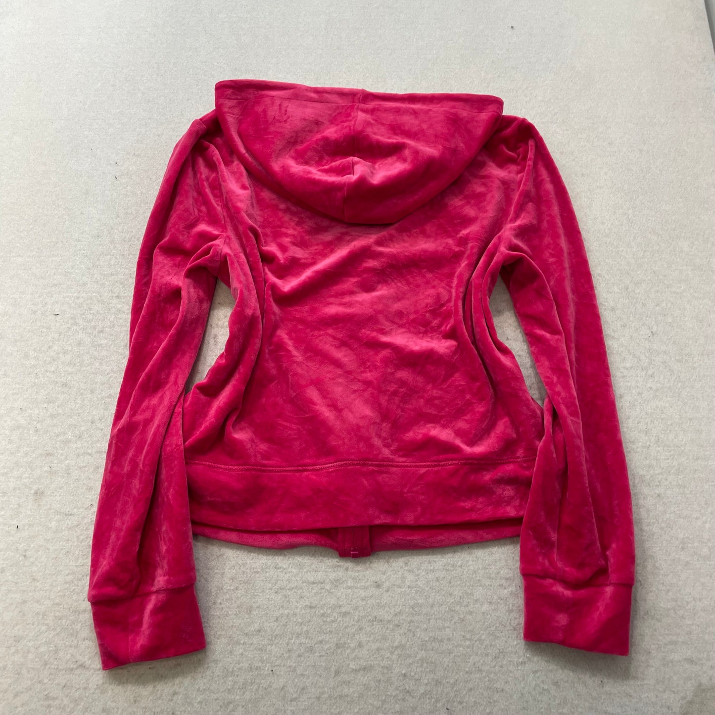Juicy Couture Women's Hot Pink Velour Tracksuit Set Hoodie & Flared Pant Size L