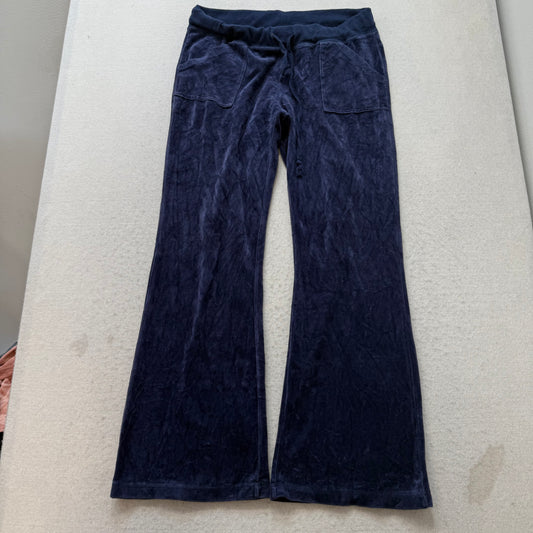 2003 Vintage Juicy Couture Women's Navy Velour Flared Track Pants Pockets Size L