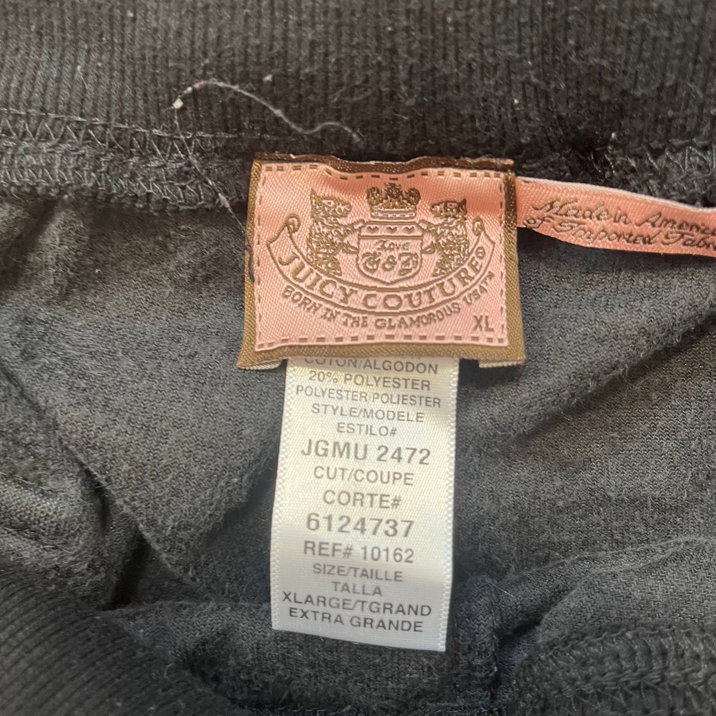 Juicy Couture Women's Charcoal Gray Velour Tracksuit Set Hoodie & Pant Size XL