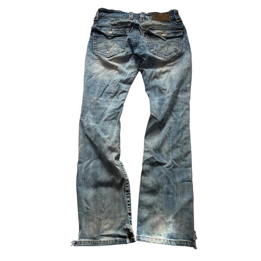 Rock Revival Evan Women's Blue Denim Bootcut Jeans Button Fly Classic Size 32
