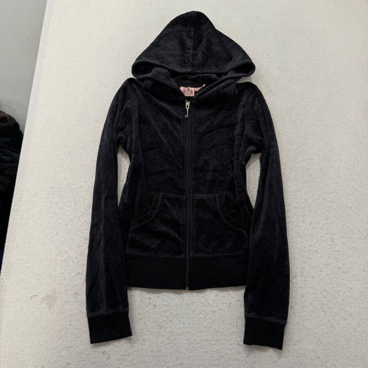 Vintage Juicy Couture Scottie Dogs Women's Charcoal Velour Zip-Up Hoodie Size S