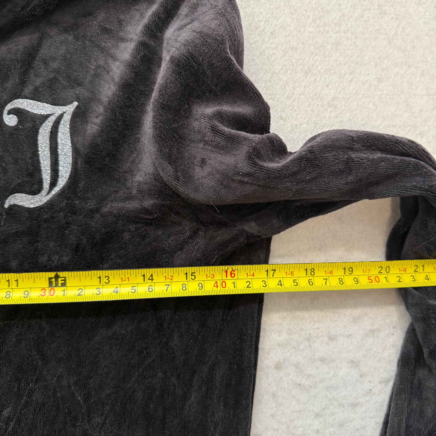 Juicy Couture Women's Black Velour Zip-Up Hoodie Glitter Juicy Logo Y2k Size M