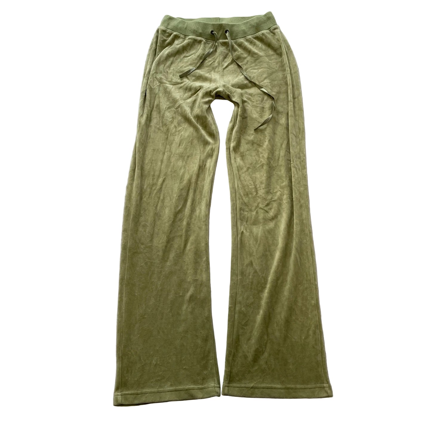 Juicy Couture Women's Olive Green Velour Flared Leg Track Pant Drawstring Size S