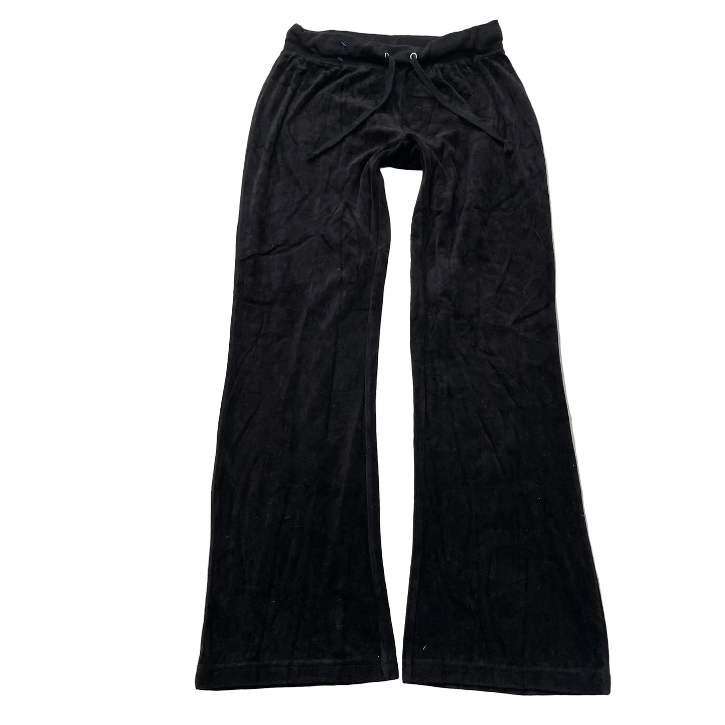 Vintage Juicy Couture Women's Black Velour Flared Track Pants Drawstring Size S