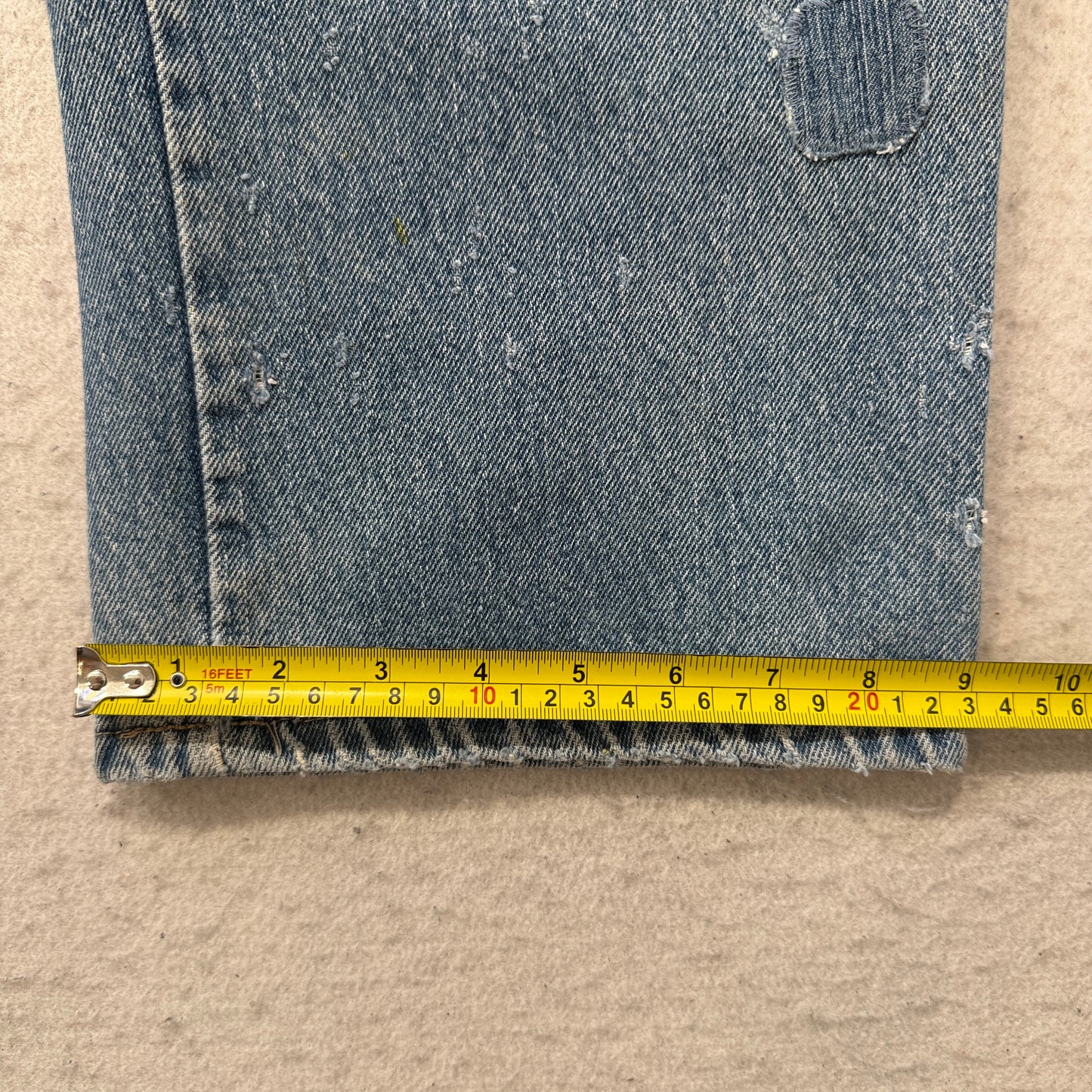 Dickies Men's Blue Carpenter Denim Jeans Distressed Logo Relaxed Fit Size 36x30