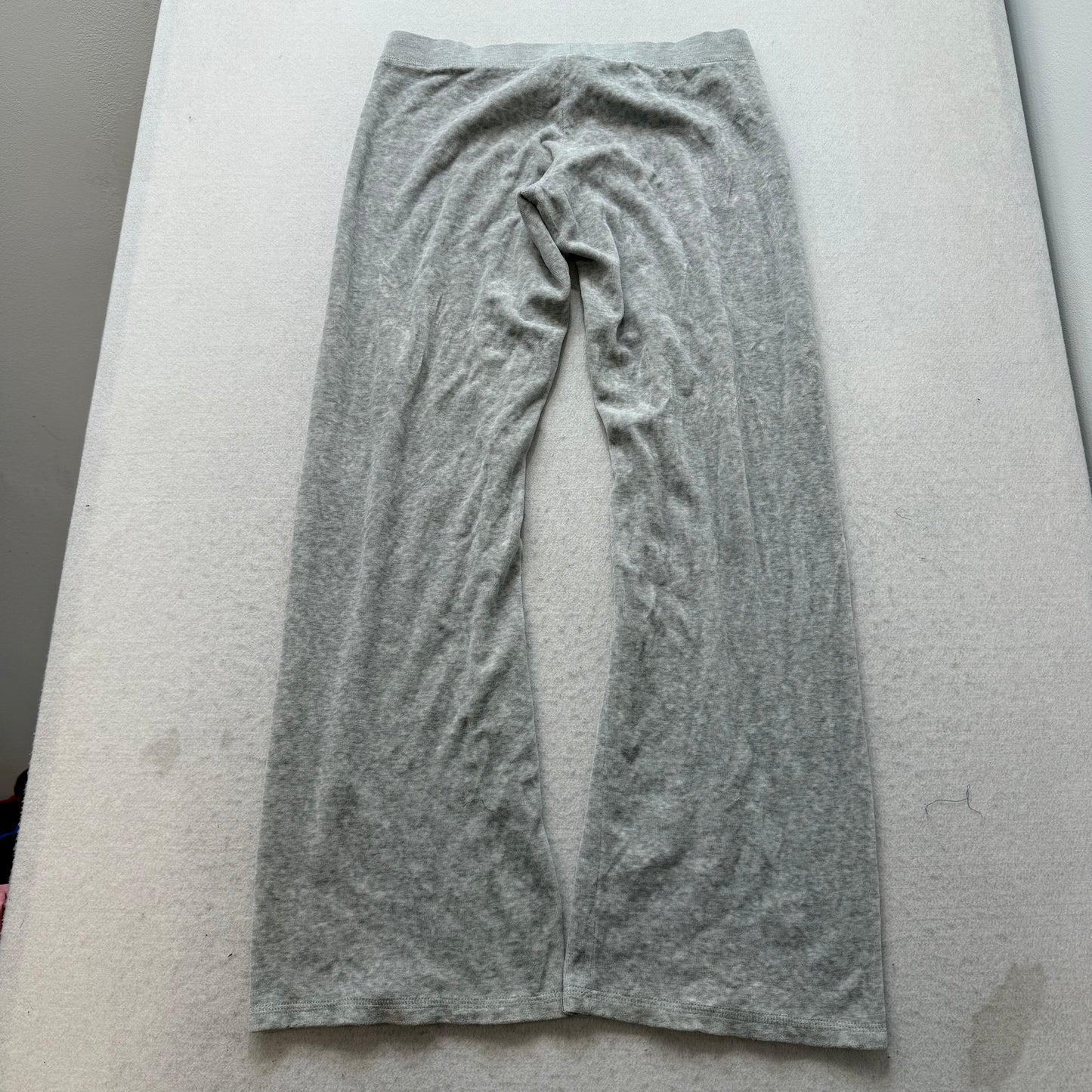 Juicy Couture Women's Heather Grey Velour Flared Track Pants Drawstring Size M